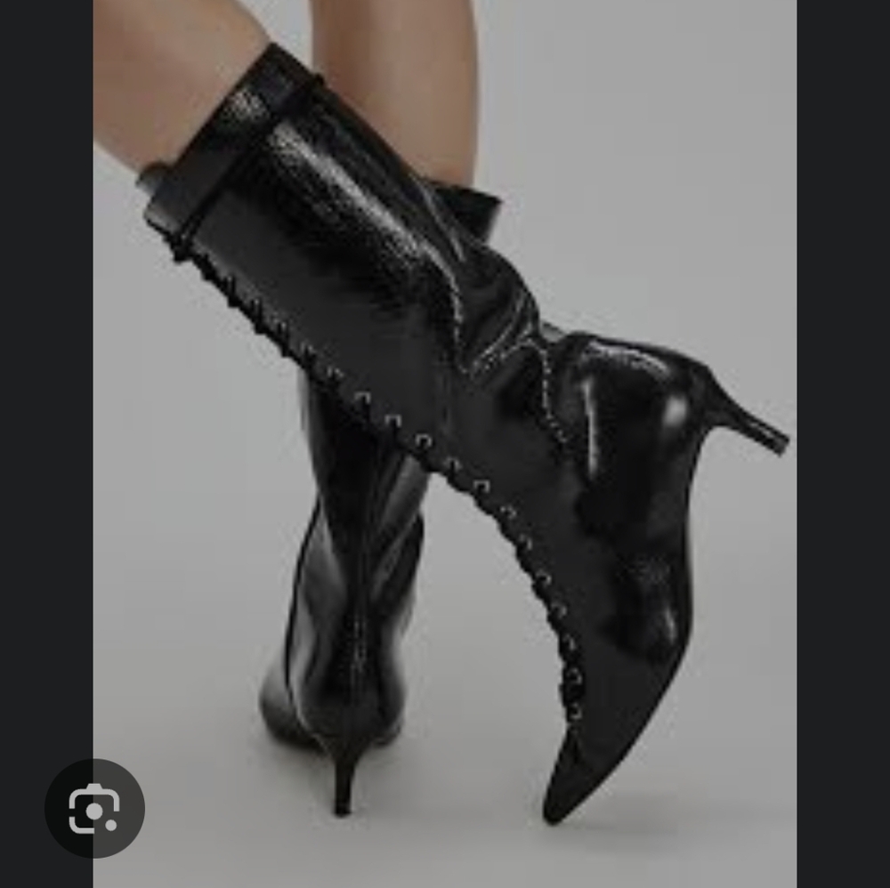 Free People Kayla Elegant Black Lace-Up Women's Boots - Picture 2 of 12